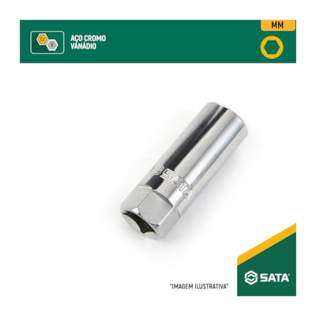 Chave Soquete Sextavado para Vela 21mm Encaixe 3/8