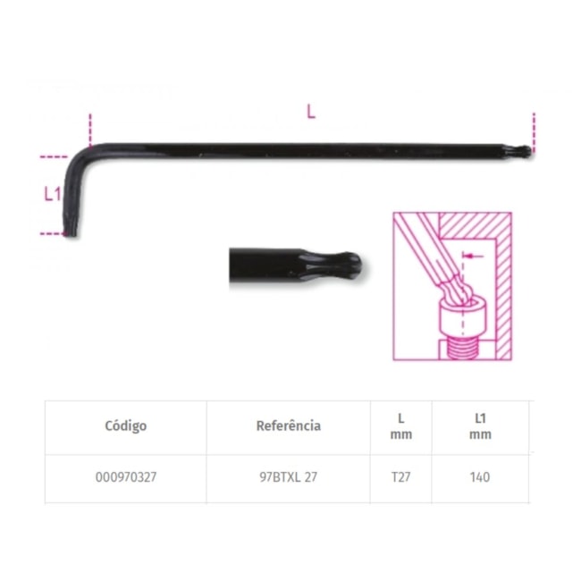 Chave Torx L Abaulada Longa T27 97BTXL BETA-def44eff-08b9-4c69-bcbd-8607ec695278
