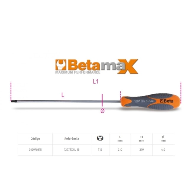 Chave Torx Longa T15 Betamax 1297TX/L BETA-4a415b7c-99ae-488a-b918-7ddaa9c814ad