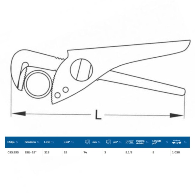 Chave Tubo para Cano 12