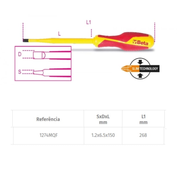 Chaves de Fenda Isolada 1.2x6/5x150 1274MQF BETA-934e64be-b1e7-4040-b822-8a3f8df4791d