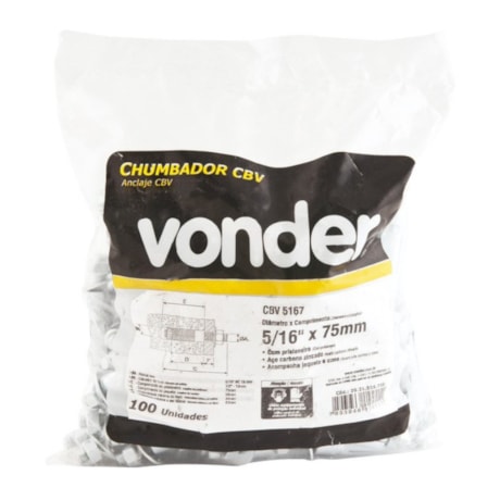 Chumbador CBV com Prisioneiro 5/16'' 2921516750 VONDER-9d82685d-1b9f-45fa-b52e-4509ff84da67