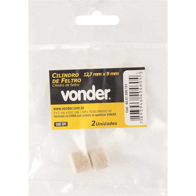 Cilindro de Feltro para Micro Retífica 12,7mm x 9mm com 2 Peças 6061500151 VONDER-22c25595-132d-4136-a821-c934e847277b