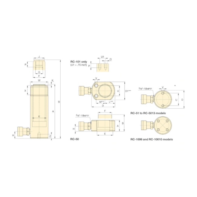 Cilindro Hidráulico 100 Toneladas Curso 168mm Simples Ação RC1006 ENERPAC-45a15428-23f1-4c20-930a-b2f980181c47