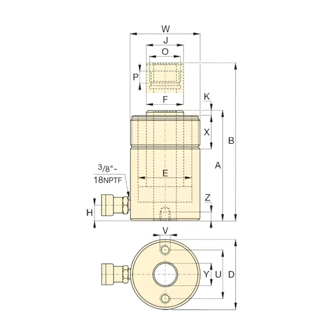 Cilindro Hidráulico 20TON Simples Ação 155X306MM RCH206 ENERPAC-162cf1b7-1446-48bb-8efe-d011ed192468