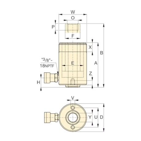 Cilindro Hidráulico com Haste Vazada 12 Toneladas Curso 8mm Simples Ação RCH120 ENERPAC-fd3a4a59-7064-47fb-a009-708bd53dc677