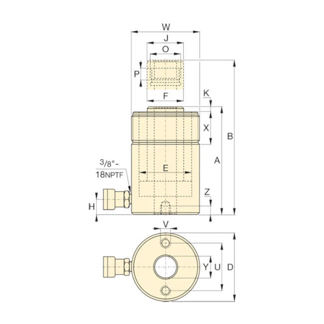 Cilindro Hidráulico com Haste Vazada 20 Toneladas Curso 49mm Simples Ação RCH202 ENERPAC-30dd63c4-d04e-4a2f-bf39-f63523280eca