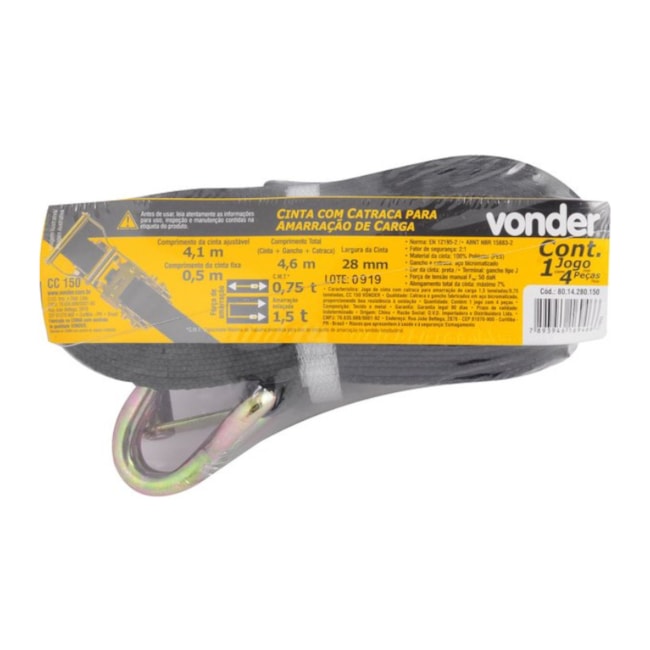Cinta de Elevação de Carga com Catraca até 1,5 Toneladas 28mm x 4,6 Metros CC 150 VONDER-a0eaf926-c01b-4fde-9d53-5d6ccaa1bccb