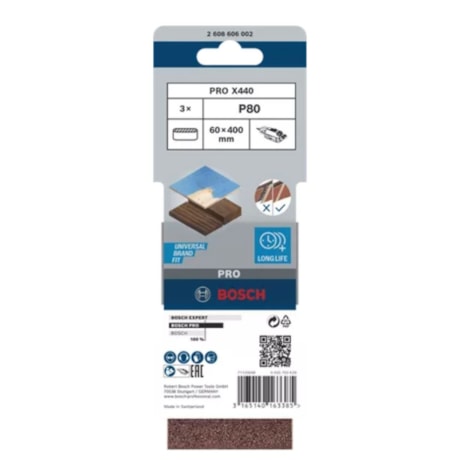Cinta de Lixa BOSCH PRO X440 para Madeira 400x60mm Grão 80 3 Peças 2608606002-bbff7a02-b5b3-4d7b-903e-58c9a6e56e45