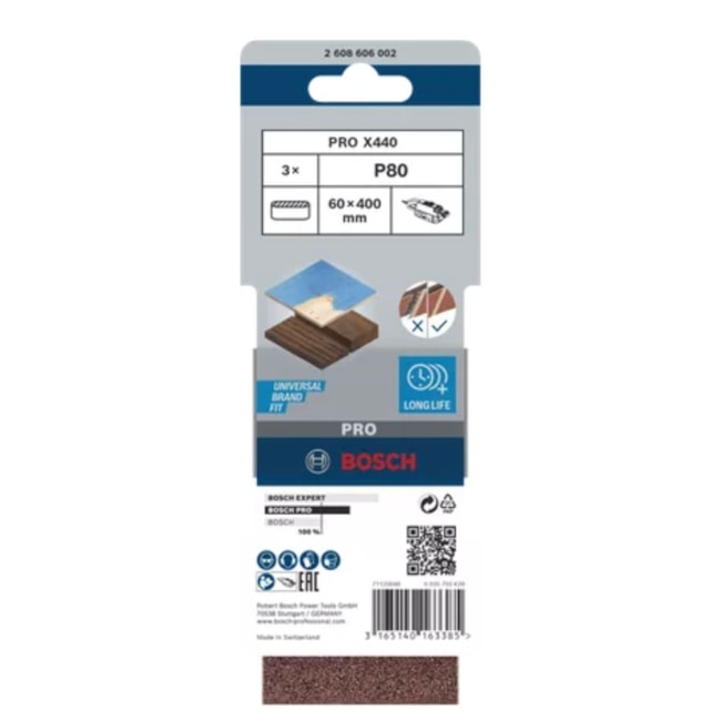 Cinta de Lixa BOSCH PRO X440 para Madeira 400x60mm Grão 80 3 Peças 2608606002-9830f4ec-2f61-42b8-812f-f74b538dfaab