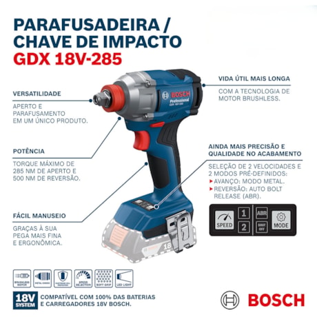 Combo BOSCH Furadeira Parafusadeira e Chave de Impacto + 2 Baterias 18V 2.0Ah + Carregador Bivolt e Maleta 06019N33E0-f052b066-13e7-45cd-a4d3-58e53d289778