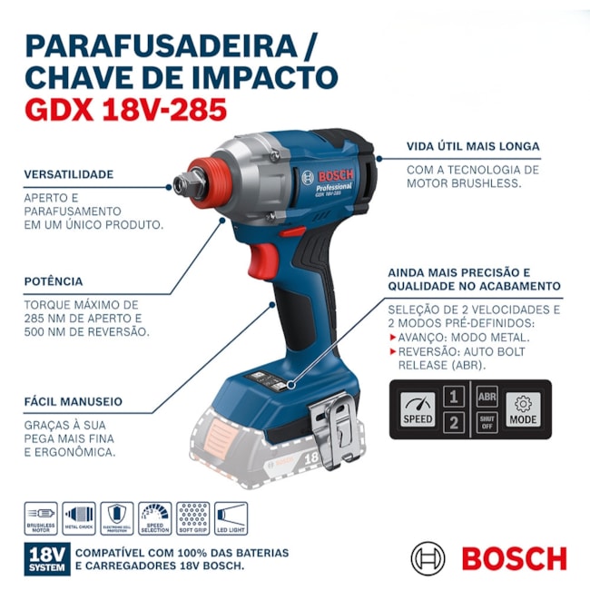 Combo BOSCH Furadeira Parafusadeira e Chave de Impacto + 2 Baterias 18V 2.0Ah + Carregador Bivolt e Maleta 06019N33E0-87fa4210-d2ca-4b66-9cc7-525e10ee042c