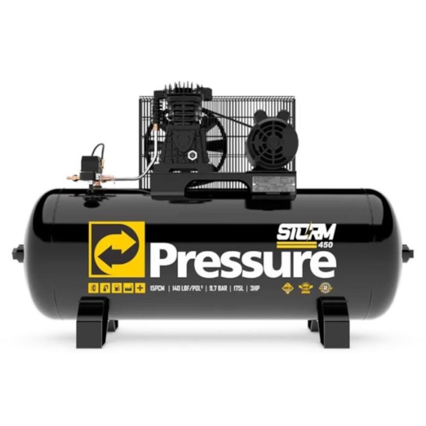 Combo de Compressor de Ar 15 Pés 175 Litros + Kit para Compressor PRESSURE-9cc5a584-62a3-47b5-ba51-e34089930268