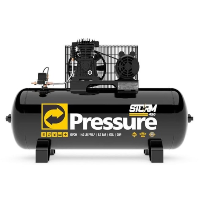 Combo de Compressor de Ar 15 Pés 175 Litros + Kit para Compressor PRESSURE-dcd66924-e891-43e4-ac64-d59053f7f209