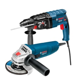 Combo de Martelo Perfurador Rompedor 820W GBH 2-24 D + Esmerilhadeira Angular 850W GWS 850 BOSCH