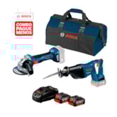Combo Esmerilhadeira Angular 5" GWS 180-LI BARE + Serra Sabre 18V GSA 18V-LI + Bolsa + 2 Baterias 18V e Carregador Rápido 4.0AH BOSCH Combo Esmerilhadeira Angular 5" GWS 180-LI BARE + Serra Sabre 18V GSA 18V-LI + Bolsa + 2 Baterias 18V e Carregador Rápido 4.0AH BOSCH