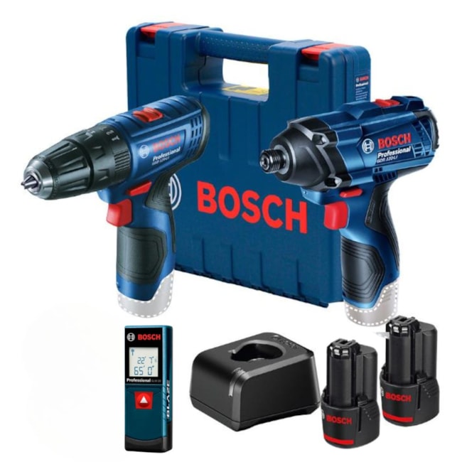 Combo Furadeira Parafusadeira GSB 120-LI e Chave de Impacto GDR 120-LI com 2 Baterias 12V 2.0Ah Carregador Bivolt Maleta e Trena Laser 20MTS BOSCH-4c7cf4fb-0123-416b-9503-8b693abd55c3