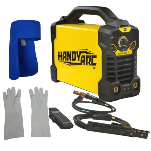 Combo Inversora de Solda ESAB HANDYARC 132I DV MMA 130A Monofásico 110V/220V com Luva Raspa 20cm Cabos e Touca de Soldador-bcbc93e2-c3b2-40c5-96b5-6ae3dd684f91