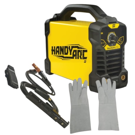 Combo Inversora de Solda ESAB HANDYARC 162 MMA 160A Monofásico com Luva Raspa 20cm e Cabos