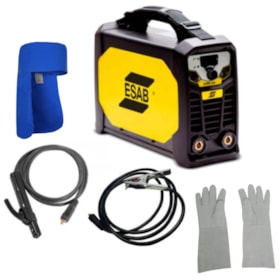 Combo Inversora de Solda ESAB LHN242I TIG/MMA 200A Monofásico com Luva Raspa 20cm Cabos e Touca de Soldador