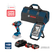 Combo Lanterna Refletora 18V GLI 18V-1900 + Chave de Impacto 1/2" GDX 18V-200 + Bolsa + 2 Baterias 18V e Carregador Rápido 4.0AH BOSCH