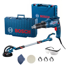 Combo Lixadeira de Parede 550W 220V GTR 550 e Parafusadeira Drywall 1/4'' 650W 220V GTB 650 BOSCH + Máscara e Óculos de Segurança