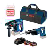 Combo Martelete Perfurador de Impacto 20mm GBH 180-LI + Serra Sabre 18V GSA 18V-LI + Bolsa + 2 Baterias 18V e Carregador Rápido 4.0AH BOSCH Combo Martelete Perfurador de Impacto 20mm GBH 180-LI + Serra Sabre 18V GSA 18V-LI + Bolsa + 2 Baterias 18V e Carregador Rápido 4.0AH BOSCH