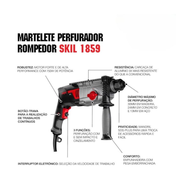 Combo Martelete Perfurador/Rompedor SDS Plus 750W + Maleta + Kit de Bits e Acessórios SKIL-4289638f-c1bc-4f85-b1bc-28db84e0b7c0