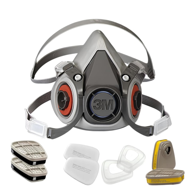Combo Máscara Respiratória Semi Facial Tamanho Médio + Kit Respirador + Cartucho Químico 3M-016392b2-79ef-44af-bf40-c293ccf5eb06