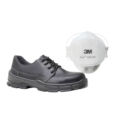 Combo Sapato de Segurança de Amarrar com Bico de Aço Vaqueta N° 38