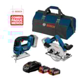 Combo Serra Circular 6.1/2" GKS 18V-57 + Serra Tico Tico 90mm GST 18 V-LI + Bolsa + 2 Baterias 18V e Carregador Rápido 4.0AH BOSCH Combo Serra Circular 6.1/2" GKS 18V-57 + Serra Tico Tico 90mm GST 18 V-LI + Bolsa + 2 Baterias 18V e Carregador Rápido 4.0AH BOSCH