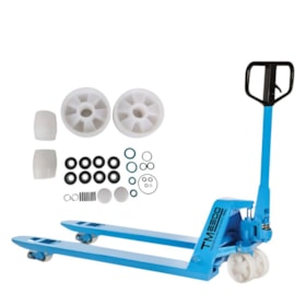 Combo Transpalete 525mm 2500Kg Simples Nylon + Kit de Rodas de Direção + Carga Simples Nylon e Vedação PALETRANS