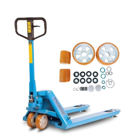 Combo Transpalete 525mm 2500Kg Simples Poliuretano + Kit de Rodas de Direção + Carga Simples Poliuretano e Vedação PALETRANS-f02181db-c592-4245-88ec-c6e429681d93