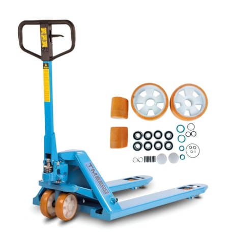 Combo Transpalete 680mm 2500Kg Simples Poliuretano + Kit de Rodas de Direção + Carga Simples Poliuretano e Vedação PALETRANS-f8302f52-efea-4c9c-a638-69b62853a9fc