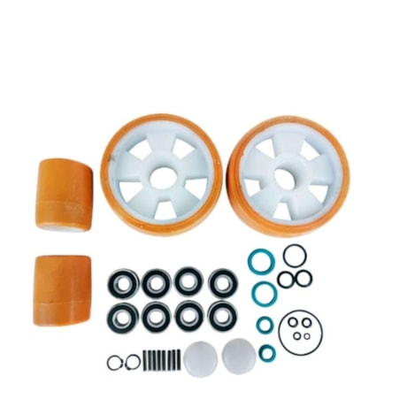 Combo Transpalete Manual 525mm 2.500Kg Tandem de Poliuretano + Kit de Rodas de Direção + Carga Tandem Poliuretano e Vedação PALETRANS-4bef8ea5-4ef2-4185-81e7-aa1277e2d597