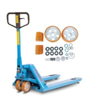 Combo Transpalete Manual 525mm 2.500Kg Tandem de Poliuretano + Kit de Rodas de Direção + Carga Tandem Poliuretano e Vedação PALETRANS