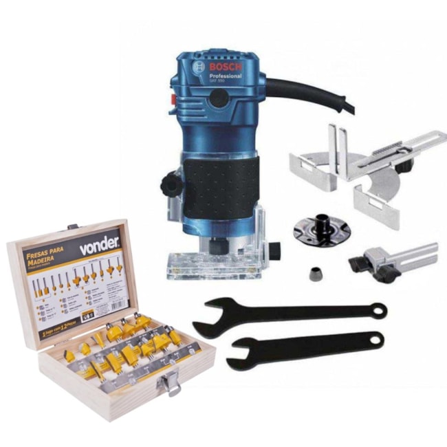 Combo Tupia Manual Laminadora 550W GKF 550 BOSCH e Jogo de Fresas para Madeira com 12 Peças VONDER-127a3efa-5768-43da-88ff-4ab5361a7236
