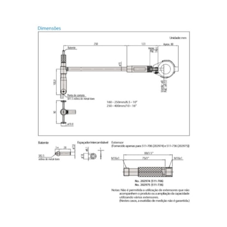 Comparador de Diâmetro Interno 250 a 400mm 511-716-20 MITUTOYO-c35373e9-37ba-4902-a746-06efbc0b9538