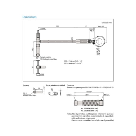 Comparador de Diâmetro Interno 250 a 400mm 511-716-20 MITUTOYO-51d533df-6503-4667-845b-74e28f0f1d00