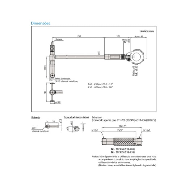 Comparador de Diâmetro Interno 250 a 400mm 511-716-20 MITUTOYO-2ec34535-20c9-4ae0-92f5-01627ef503db