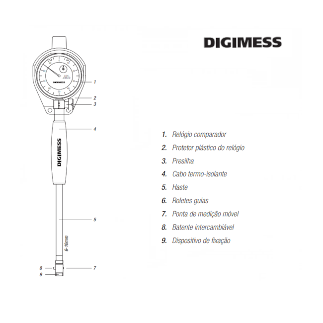 Comparador de Diâmetro Interno 6 a 10mm/0.01mm 130.554 DIGIMESS-624e8336-f742-49a7-8c11-1219f1b40cb1