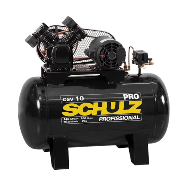 Compressor de Ar 10 Pés 100 Litros 140Lbs 220V Monofásico CSV10/100 PRO SCHULZ-b063a64b-6654-41d9-930b-cb040c633c0a