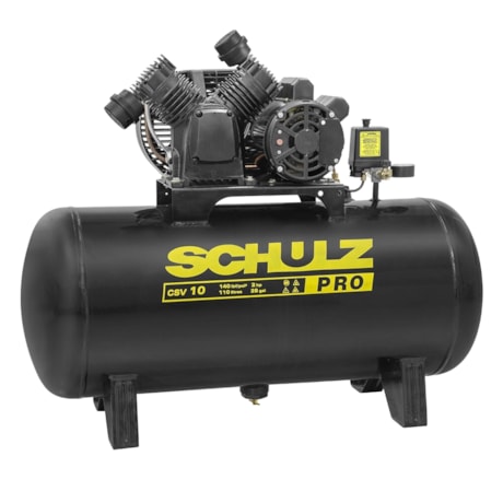 Compressor de Ar 10 Pés 140 PSI 110 Litros Pistão Monofásico 220V CSV10/110 PRO SCHULZ