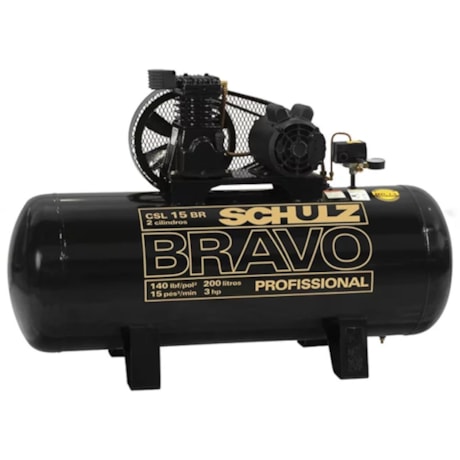 Compressor de Ar 15 Pés 140 PSI 183 Litros 110/220V Monofásico CSL15BR/200L SCHULZ