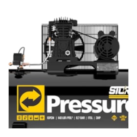 Compressor de Ar 15 Pés 175 Litros 140 Libras Monofásico Bivolt STORM 450 PRESSURE