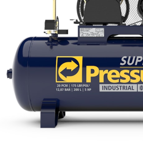 Compressor de Ar 20 Pés 175Lbs 200 Litros 220/380V Trifásico SUPER AR 20/200V PRESSURE