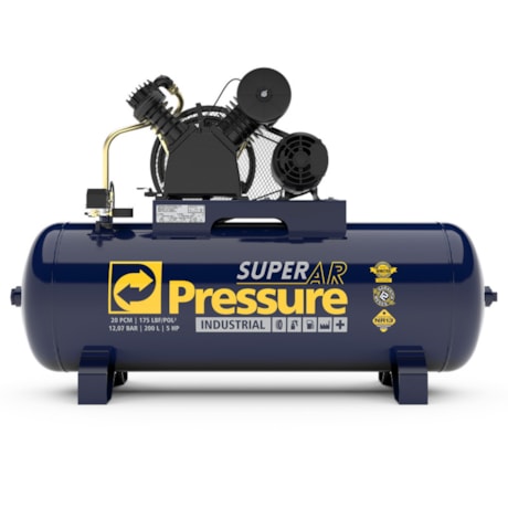 Compressor de Ar 20 Pés 175Lbs 200 Litros 220/380V Trifásico SUPER AR 20/200V PRESSURE-43bd3cdb-3cb8-4e57-872e-46e8bb020e59