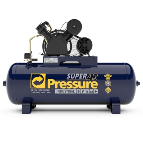 Compressor de Ar 20 Pés 175Lbs 200 Litros 220/380V Trifásico SUPER AR 20/200V PRESSURE