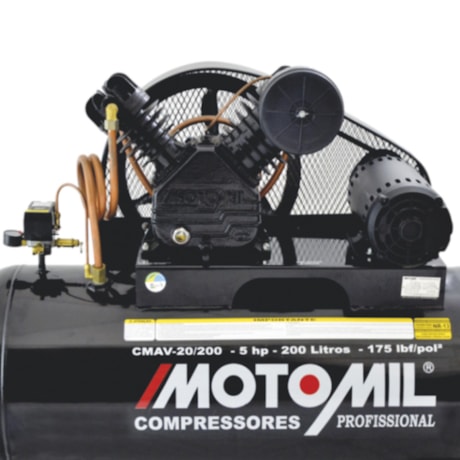 Compressor de Ar 20 Pés 200Lts 175Lbs 220V Trifásico CMAV-20/200 MOTOMIL-58554c6f-c108-43a4-a81f-febcb23a48eb