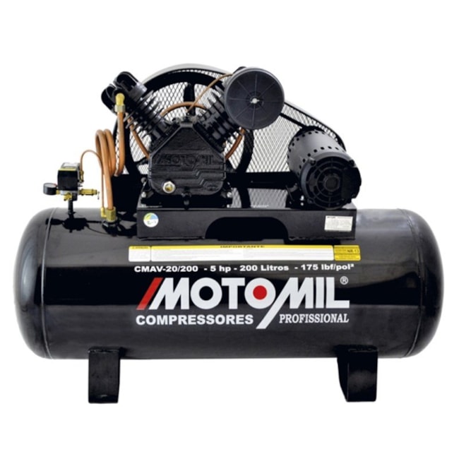 Compressor de Ar 20 Pés 200Lts 175Lbs 220V Trifásico CMAV-20/200 MOTOMIL-a4839210-6e2f-4166-8139-8ffc44702756